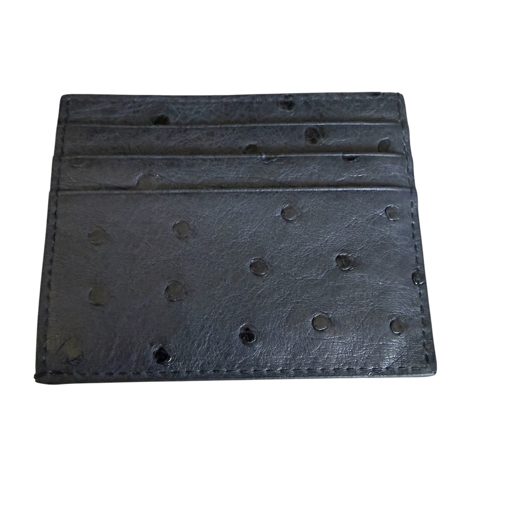 Prada Baltico Ostrich Leather Card Holder Wallet 2MC223 Struzzo Navy Blue Italy - Picture 2 of 8